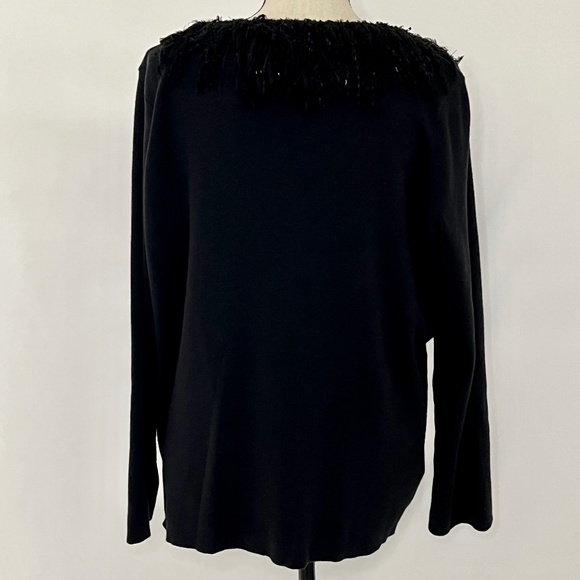 VINTAGE SUSAN BRISTOL Black V Neck Pullover Sweater Embellished Neckline Sz 1X - Picture 5 of 9